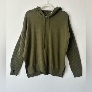 Stitches & Stripes Army Green Knit-Sleeve Hoodie – Women’s Size Large